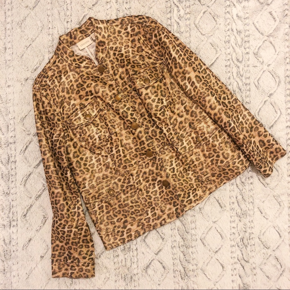 Shiny Cheetah Print Button Down Jacket - image 1